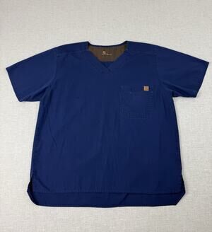 Carhartt Force Medical Scrub Top Large Blue Ripstop V Neck Pocket Healthcare